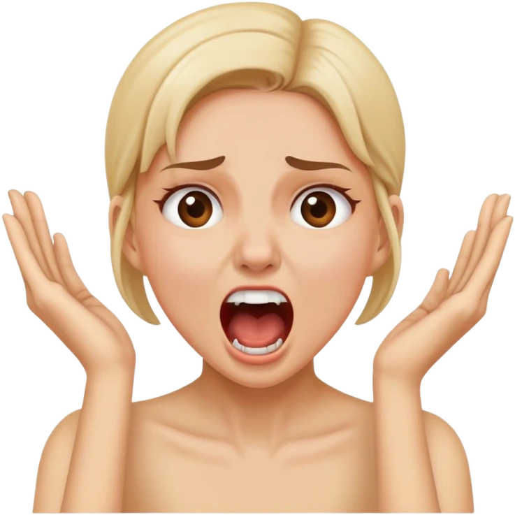 girl with hand holding her neck and a screaming face emoji