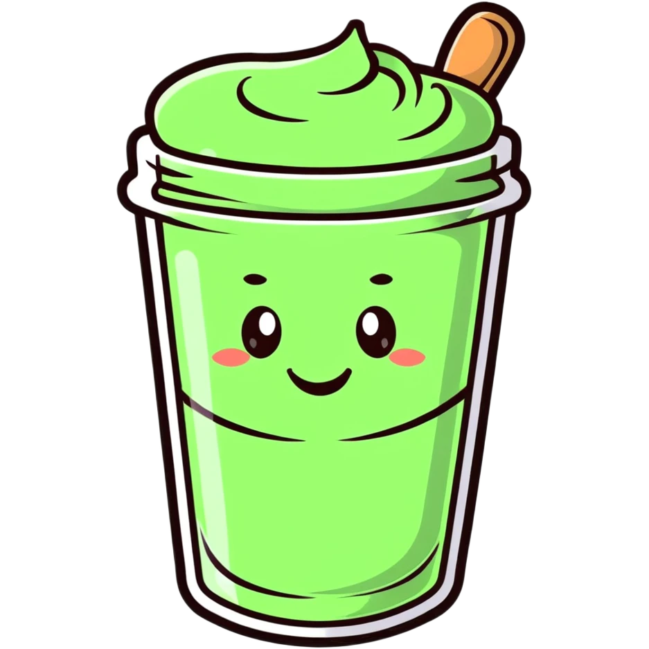 cute cartoon mint chutney character with smiling face emoji