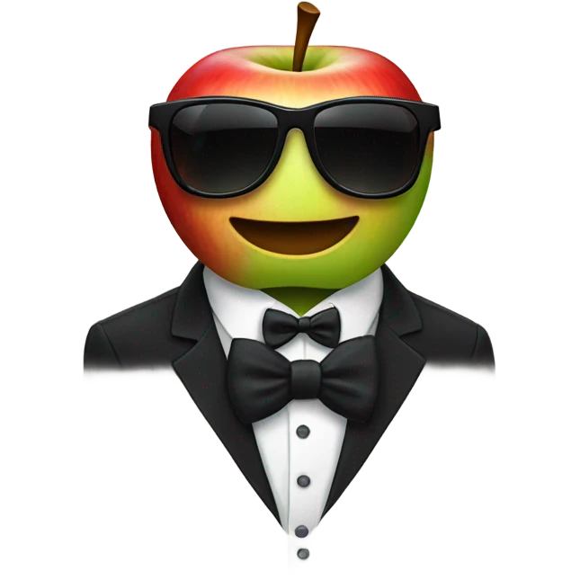 Apple wearing a tuxedo and sunglasses  emoji