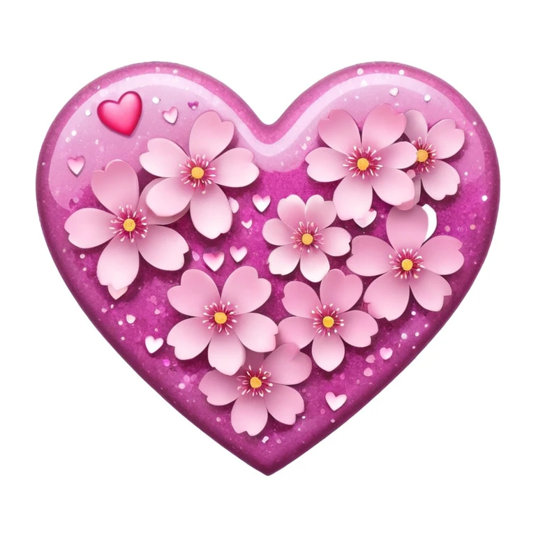 heart with sakura and glitter effect emoji