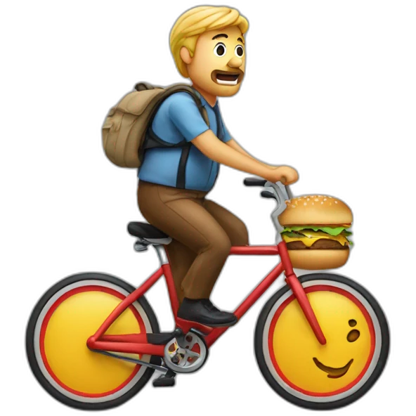 Big mac riding on a bicycle emoji