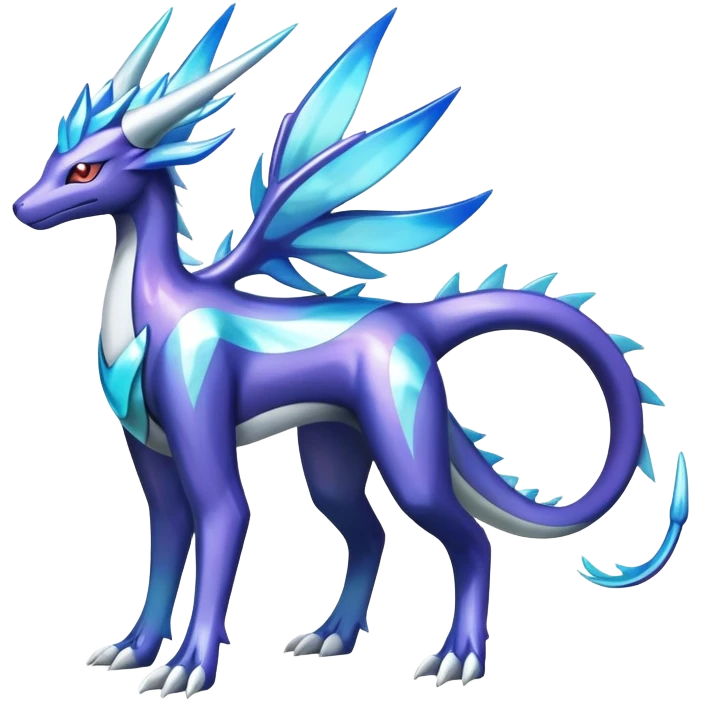 Shiny Colorful Iridescent Amaura-Dialga-Suicune-fakemon (full body) emoji