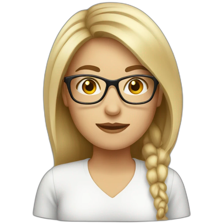White woman, hair dark, medium, with glasses brown emoji