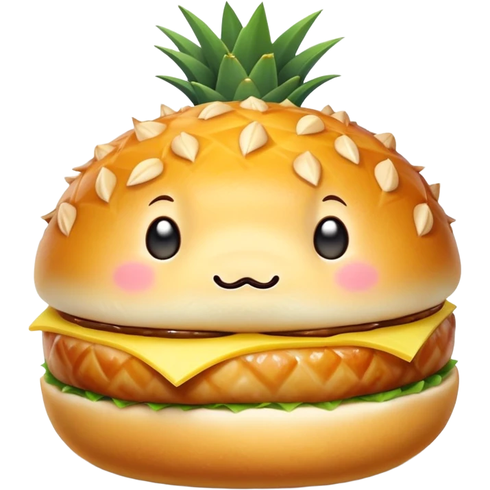 pineapple roast pork bun with visible pork filling emoji