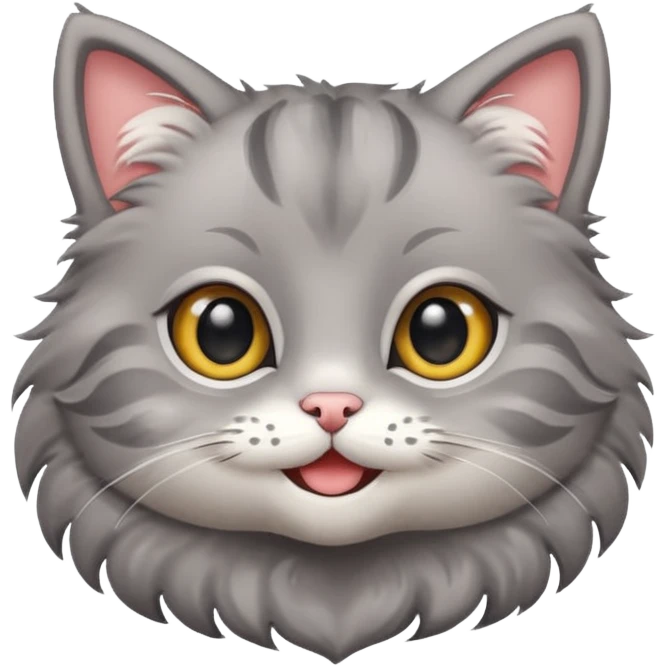 Sticker of a very cute gray cartoon cat emoji