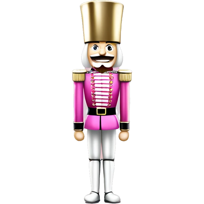 Realistic full body pink metallic and pearlescent christmas nutcracker soldier  emoji
