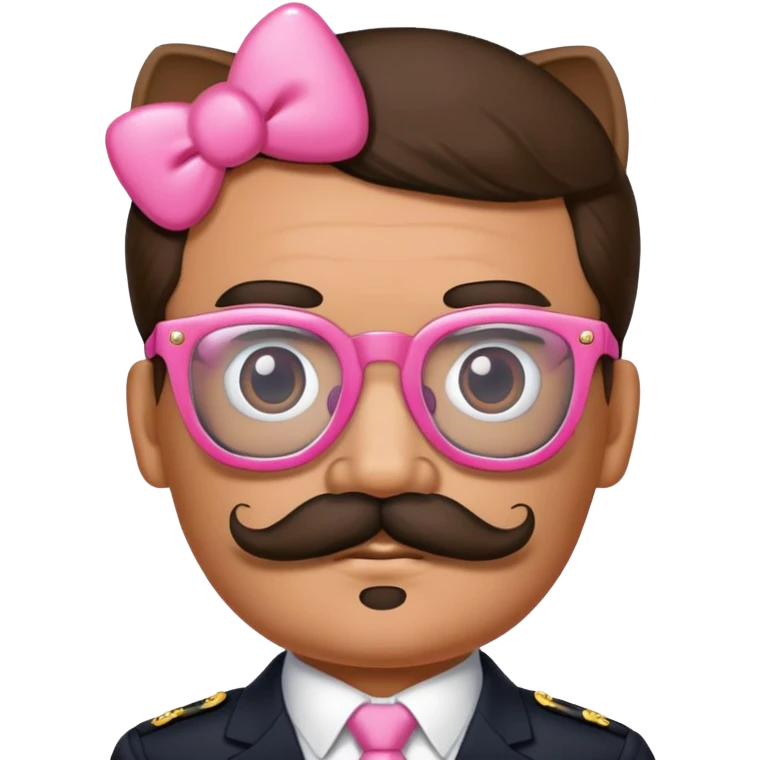 Dictator with a mustache with pink hello kitty glasses emoji