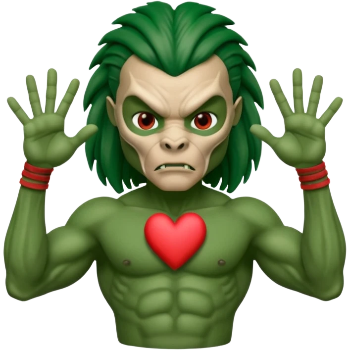 A Yautja from the movie predator making heart sign with hands emoji