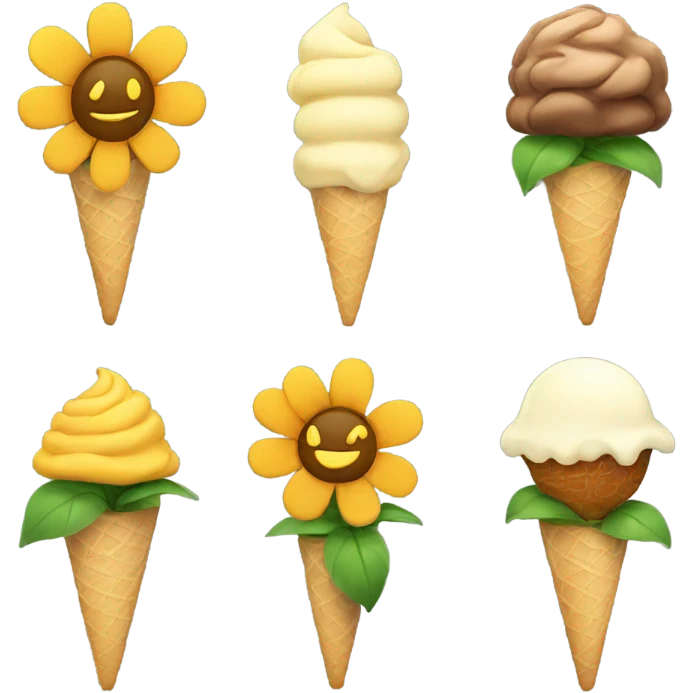 A flower with ice cream  emoji