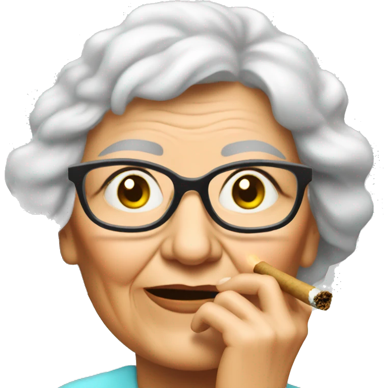 grandma smoking cbd emoji