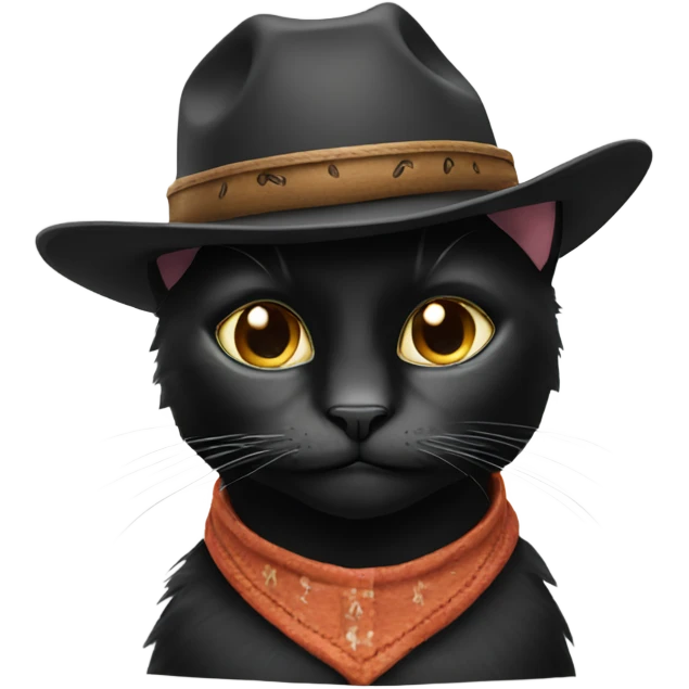 Black cat wearing cowboy hat emoji