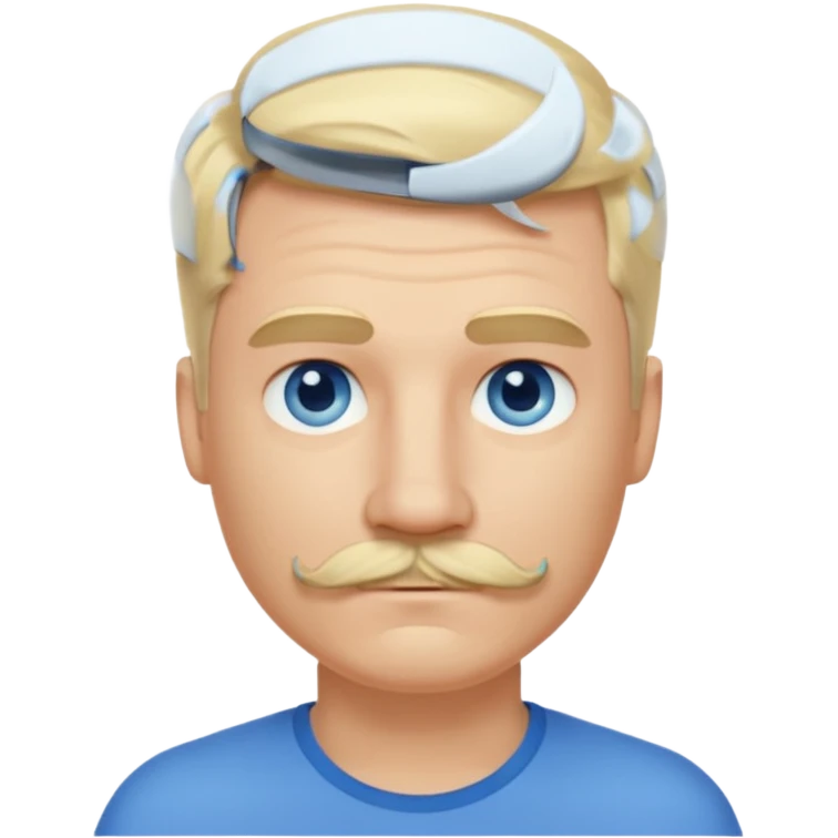 normal emoji 👨🏼 white guy with blond hair, mustache, and blue eyes. No shoulders or neck. Just head. Hair a little mussed and stylish emoji