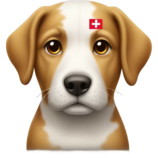 A swiss flag on a dog emoji