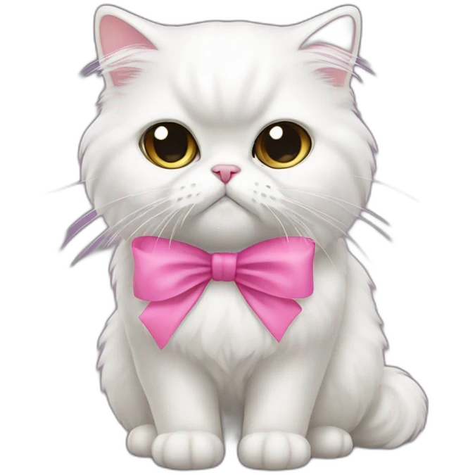 white persian cat with a pink bow  emoji