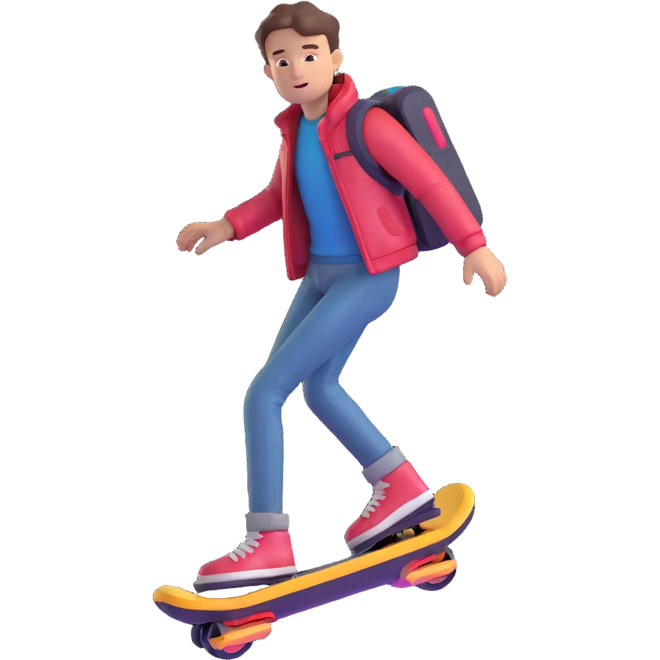 Marty McFly with hoverboard emoji