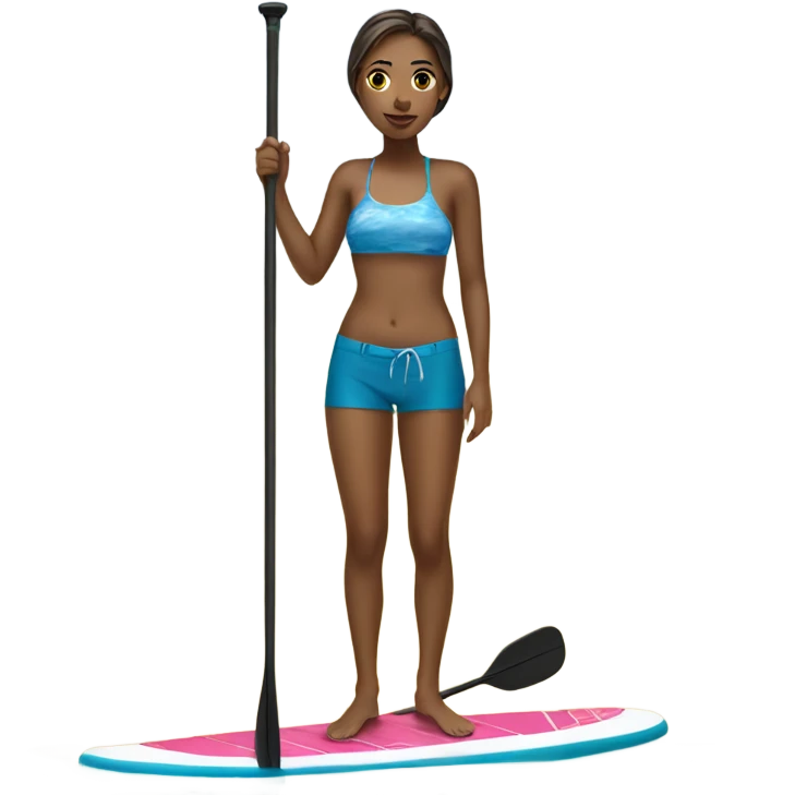 Girl standing on paddle board in water  emoji