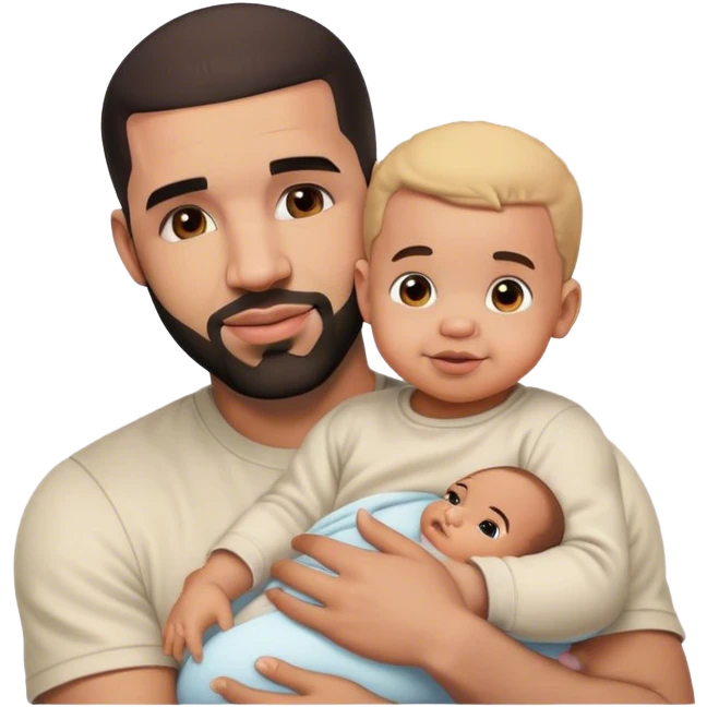 drake holding a baby with a smirk on his face  emoji