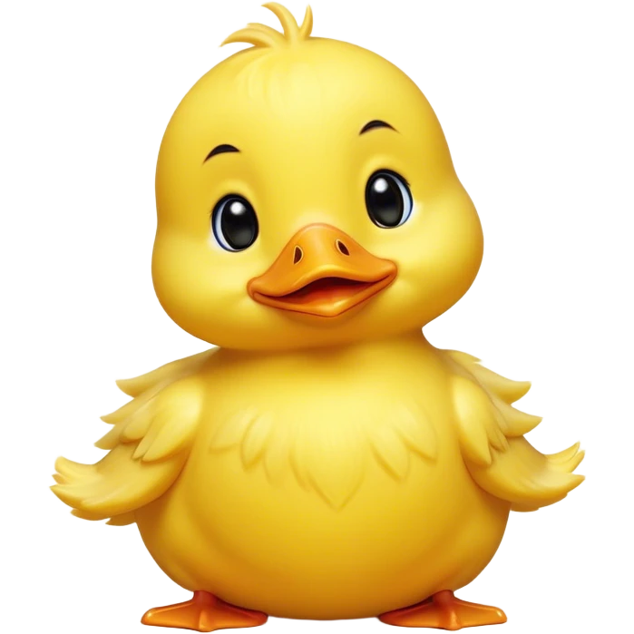Cinematic Comical Yellow Baby Duck Portrait Emoji, Head tilted dramatically with an exaggeratedly amused expression, featuring a striking, fluffy yellow downy coat with a tiny quirky beak, wide, expressive eyes filled with playful disbelief, Simplified yet hilariously expressive features, highly detailed, glowing with a slightly sassy glow, high shine, dramatic yet playful, stylized with an air of cheeky mischief, bright and endearing, soft glowing outline, capturing the essence of a spirited and over-the-top duckling, so meme-worthy it feels like it could peep its way into internet fame instantly! emoji