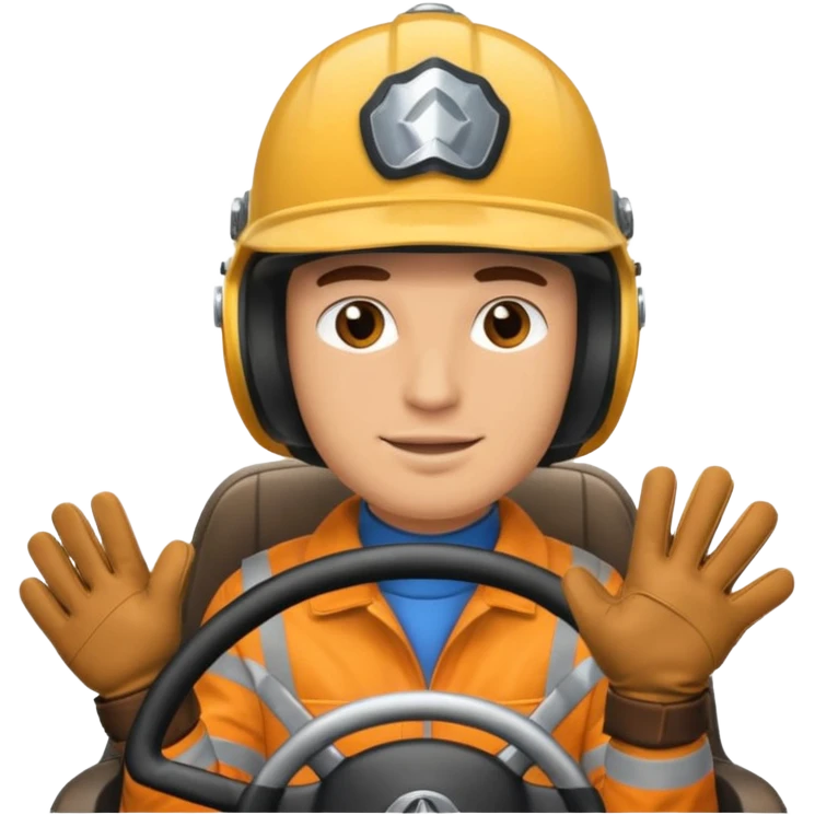 A guy driving in private car with helmet and golves emoji