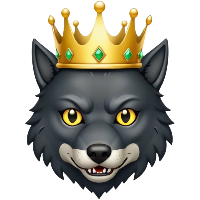Black Evil Wolf with Gold Crown emoji