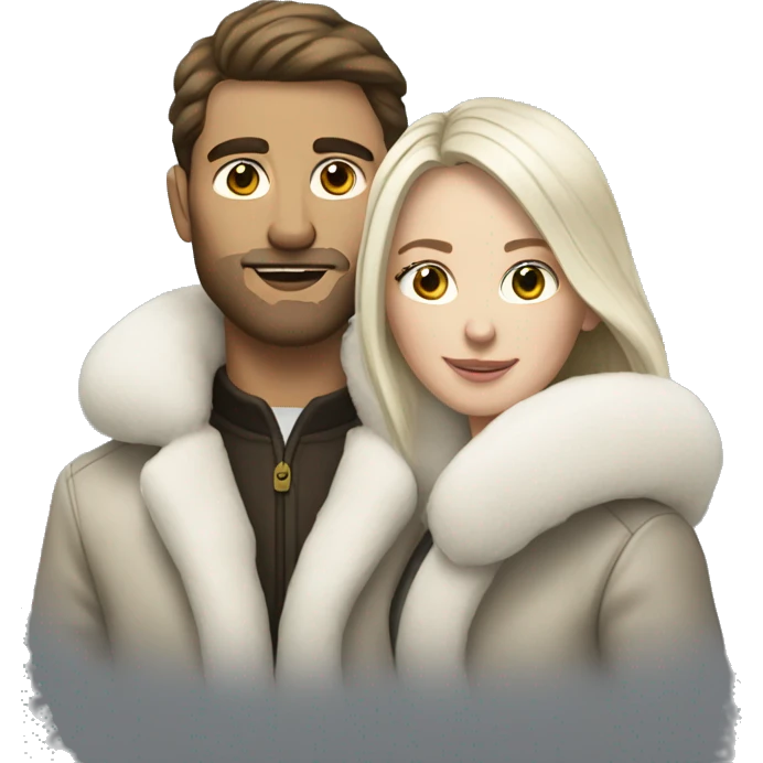White couple in long fur coats emoji