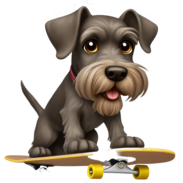 Brown schnauzer dog skateboarding emoji