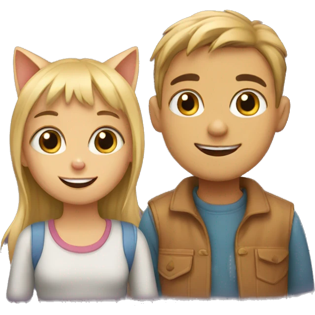cat, girl and boy emoji