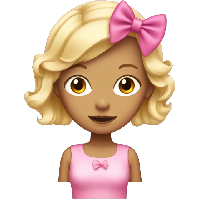 Blonde girl wearing a pink hair bow in the back emoji