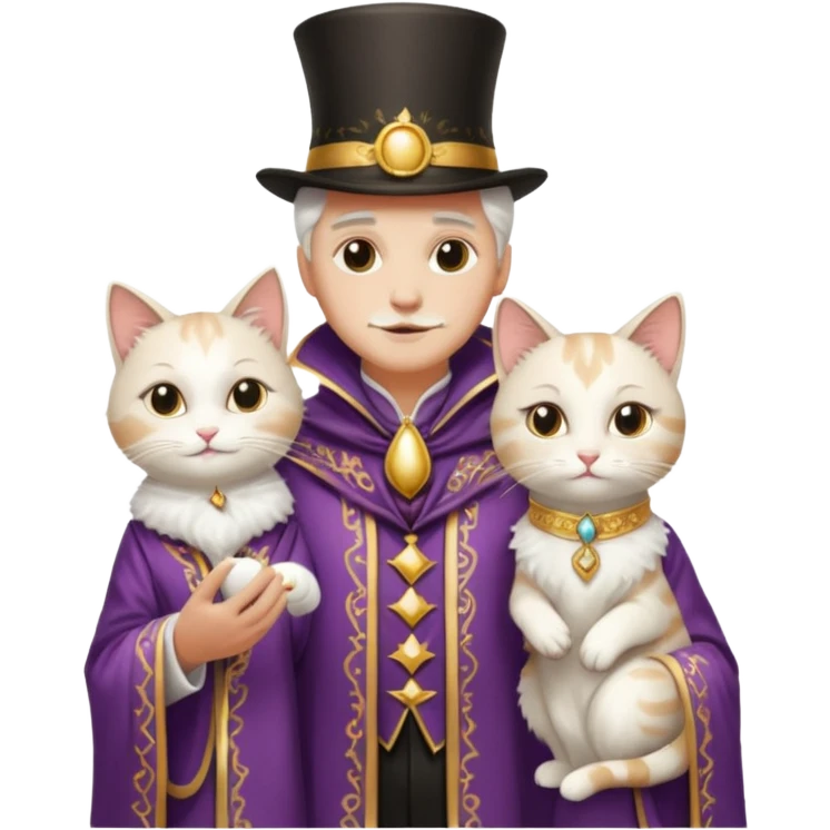 magician couple and their pet cat emoji