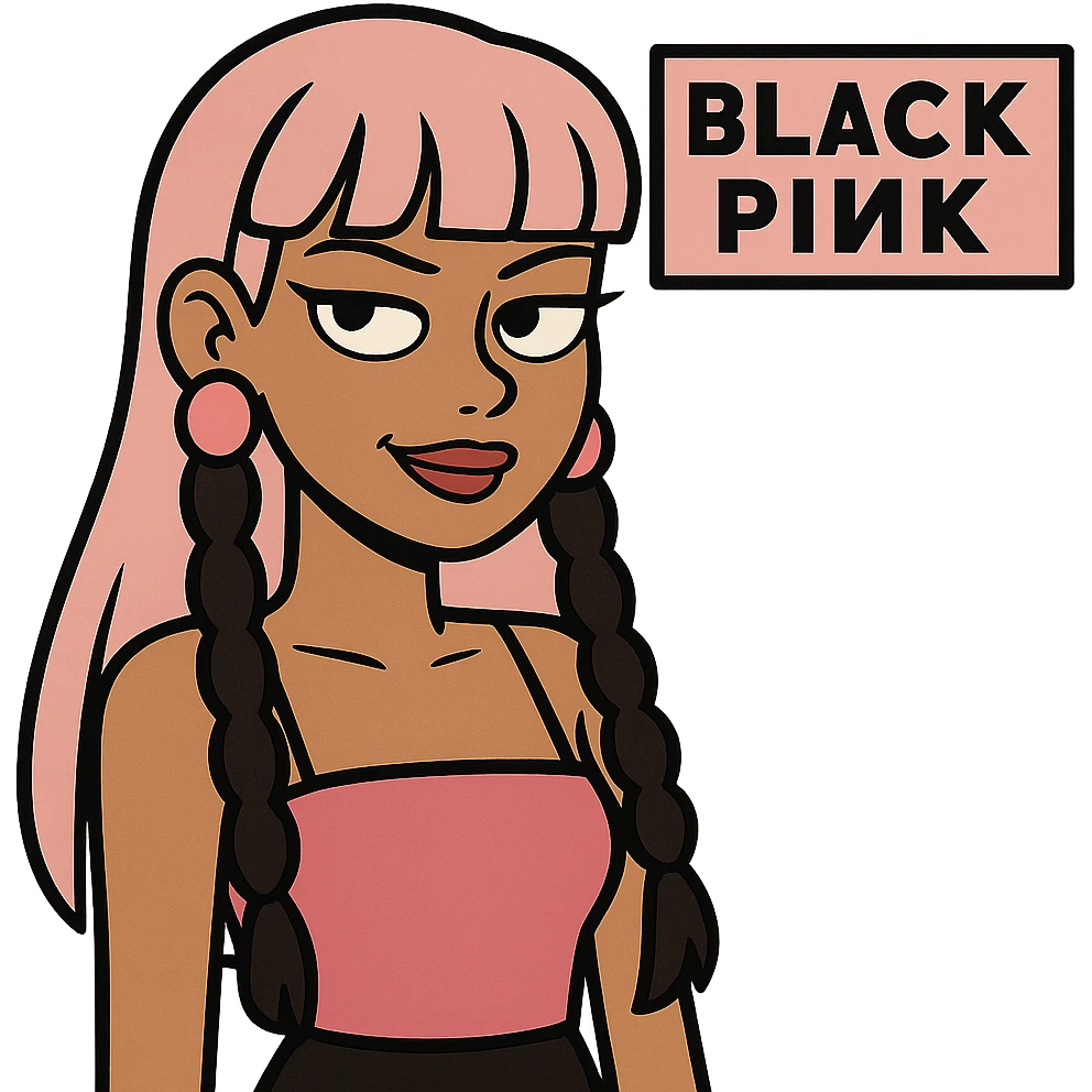 Blackpink inspired icon, pink and black, bold and modern emoji
