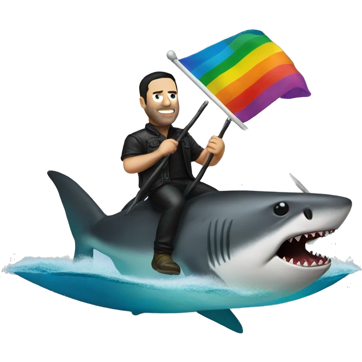 trent reznor  holding gay flag while riding a shark emoji