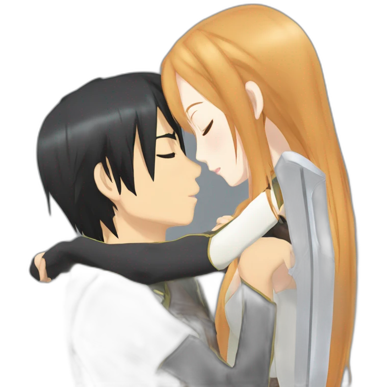 Kirito kiss Asuna from sword art online emoji