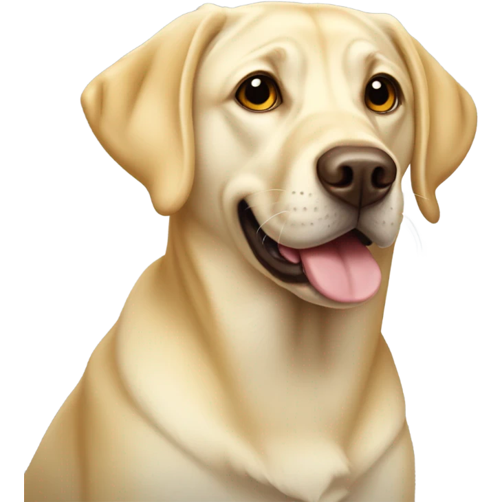 Yellow Labrador young dog with goofy face emoji