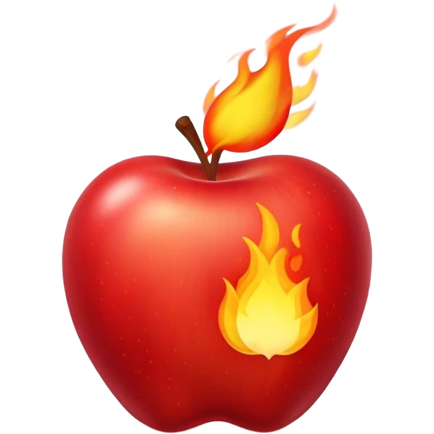 Apple with fire emoji