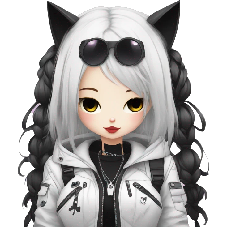 Edgy Kawaii Cute Cool Cartoon Anime Punk Techwear Gothic Catgirl emoji