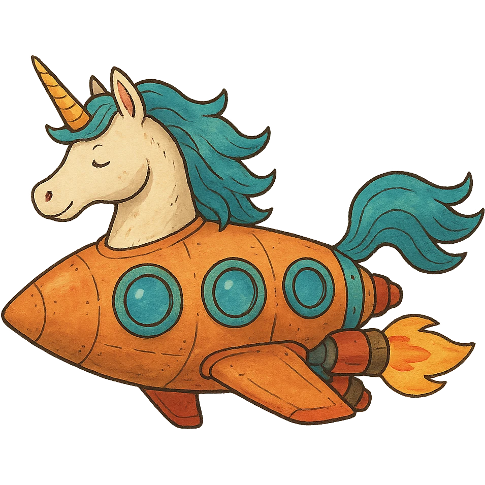 ghibli style rocketship unicorn emoji