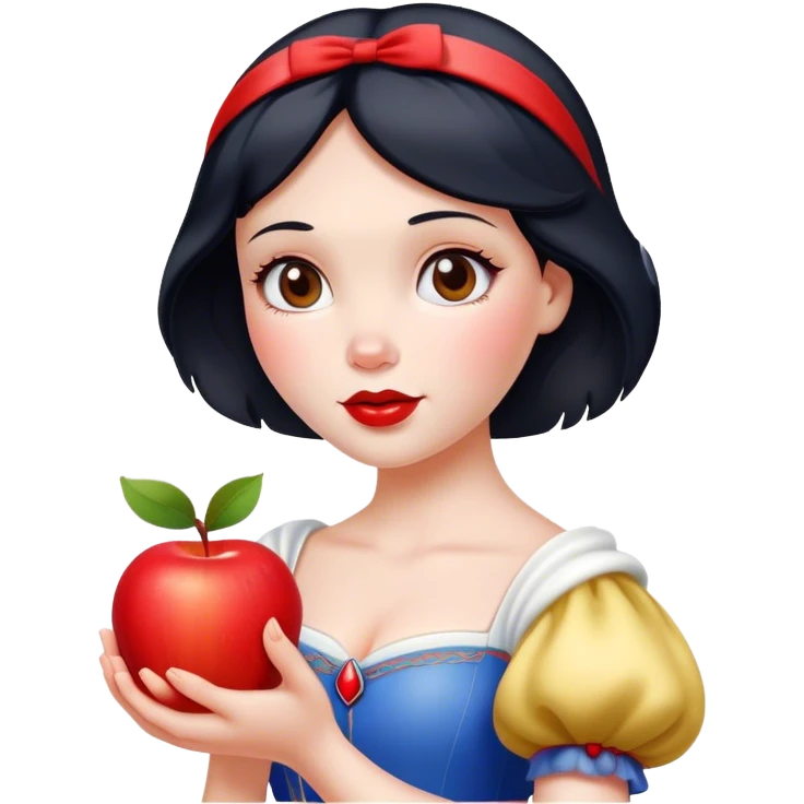 Snow White holding an apple emoji