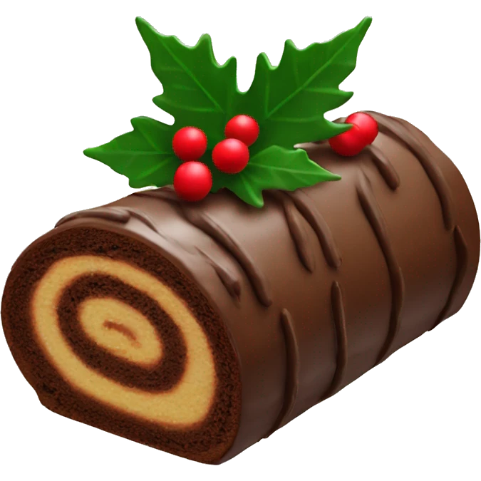 Yule log cake with leaf topping emoji