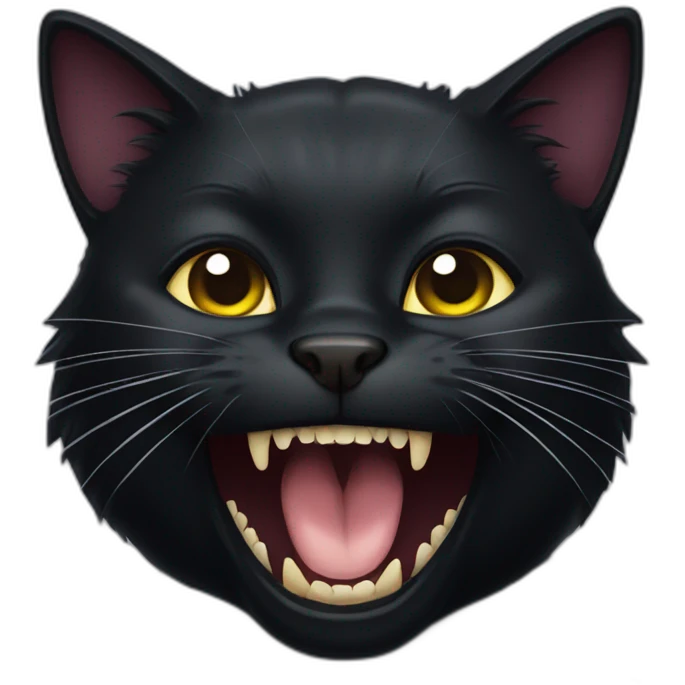 Black cat woth fangs emoji