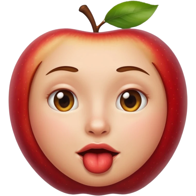 biting lip, round face, realistic apple emoji style, no hands or body, just the face emoji