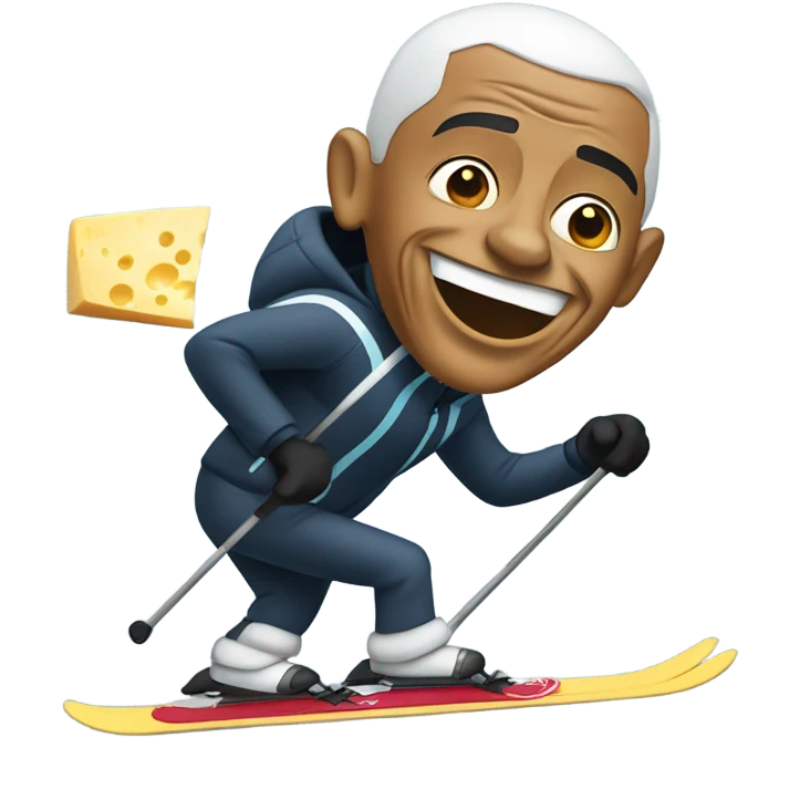 Barack Obama going skiing eating cheese emoji
