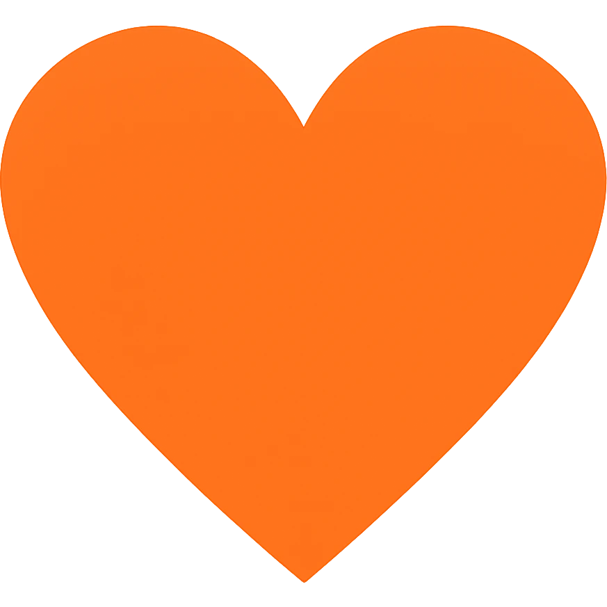 heart with a bold tangerine orange color, digital illustration, no background emoji