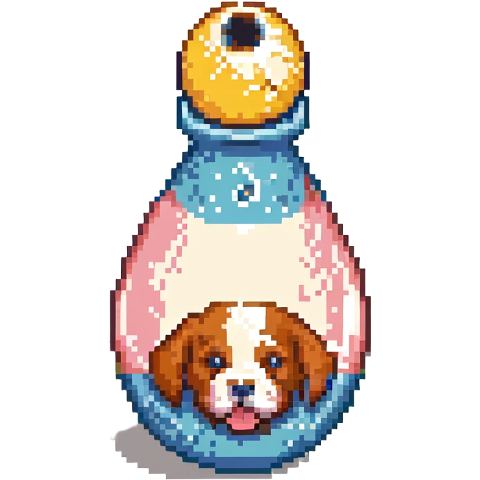 bowling skittle with puppy head on top emoji