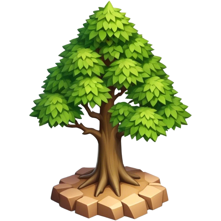 isometric view rugged small tree emoji