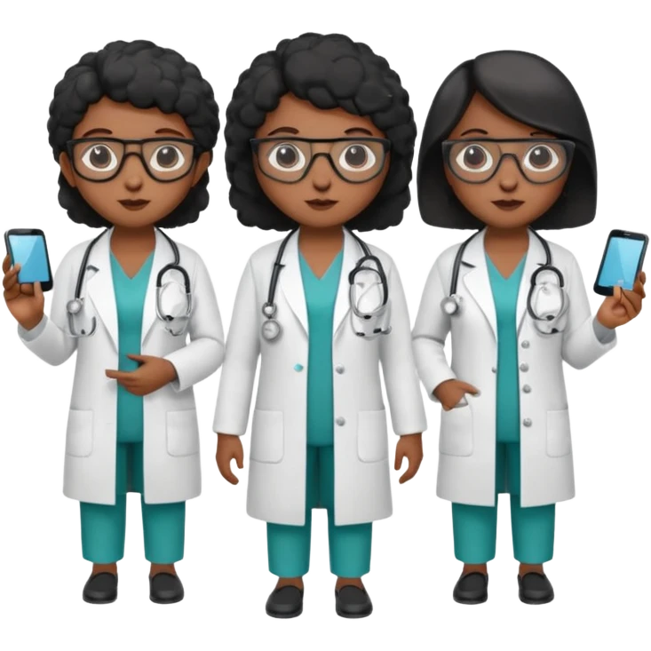 Three black sheep dressed as lady doctors emoji