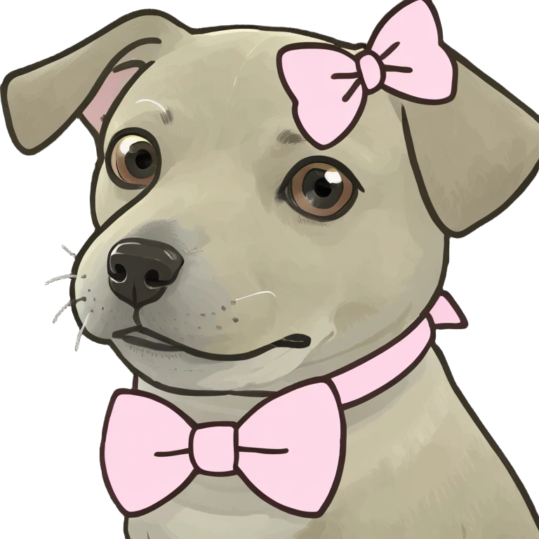 Doggy with a light pink bow. emoji
