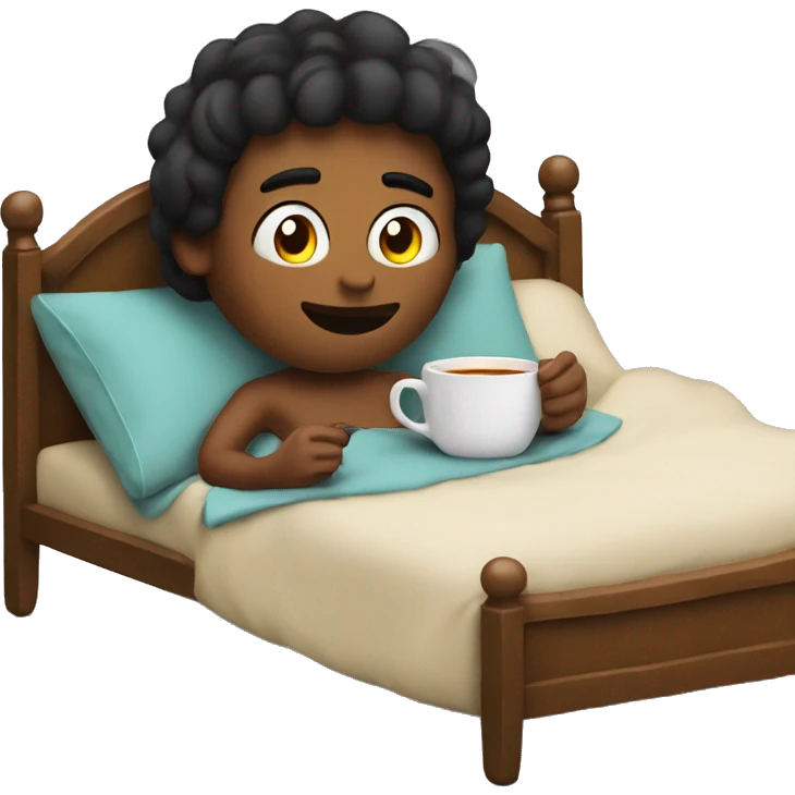 In bed with a cup of tea emoji