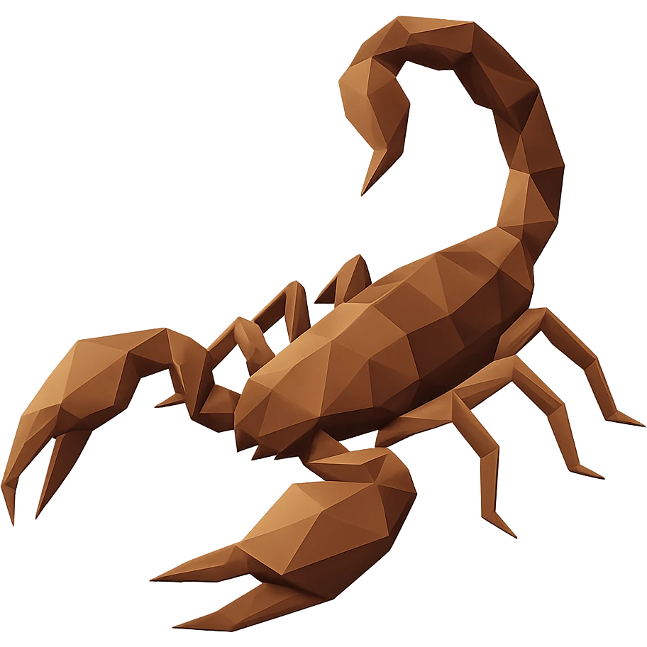 polygonal low-poly style animated scorpion emoji