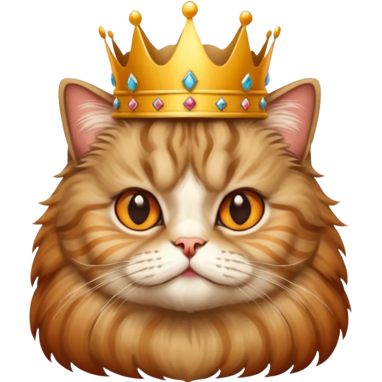 Persian cat tabby with crown king emoji