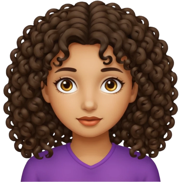 GIRL WITH CURLY DARK BROWN HAIR AND OLIVE SKIN emoji